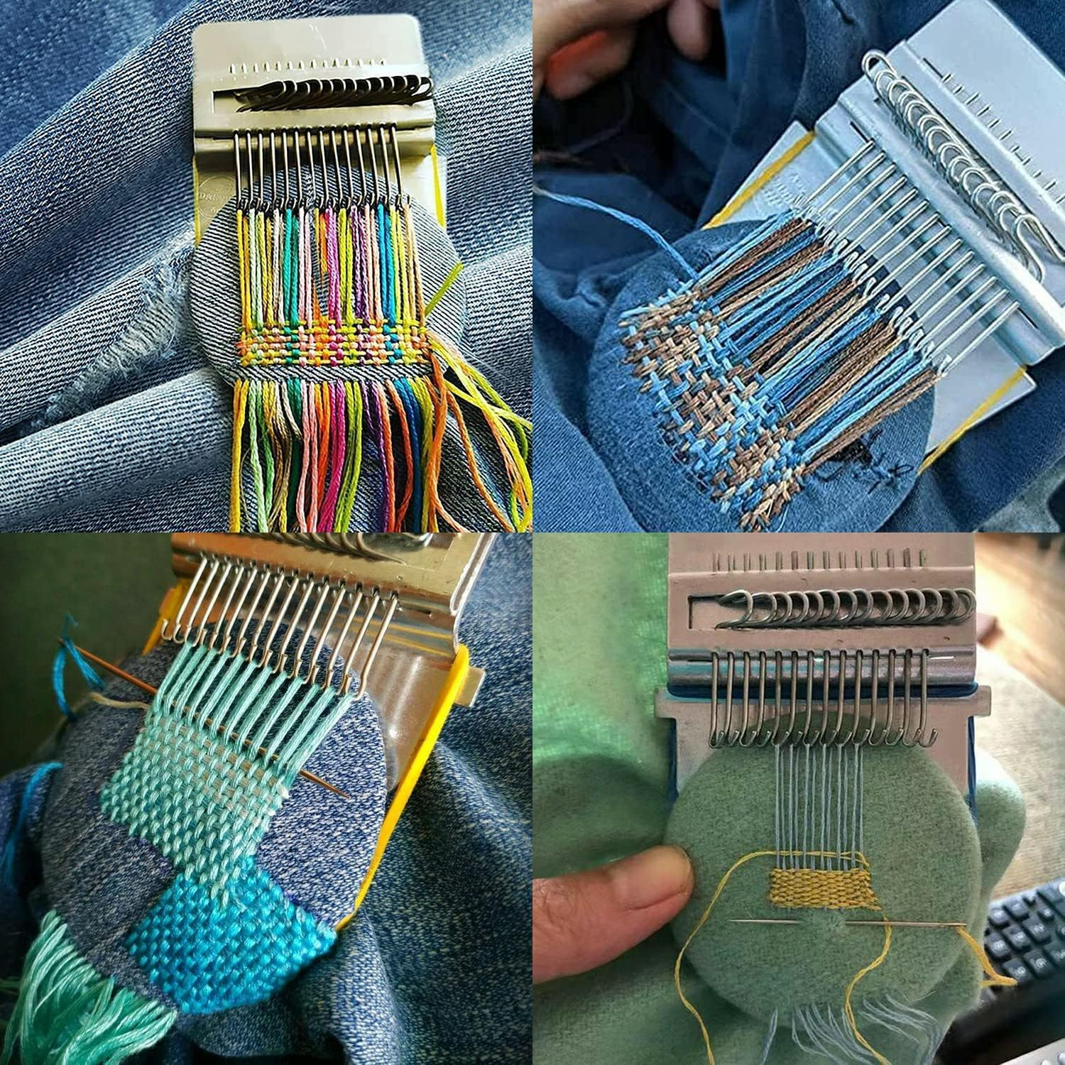 Small Wooden Speedweve Darning Loom Type Weave Tool, 10 Hooks - Weaving Frame for Jeans Mending image number 5