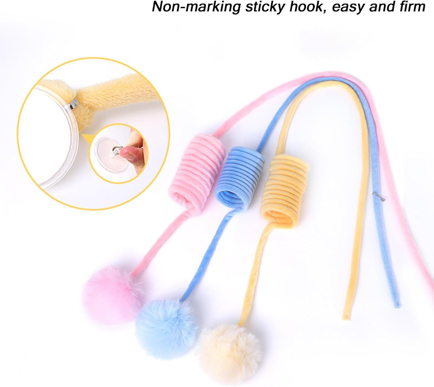 Interactive Toy Set for Cats, 3 Pieces Cat Toy Self-Employment Hanging Door Frame for Indoor with Suction Cup, 8 Pieces Colourful Plastic Spiral Springs Spiral Cat Toy image number 4