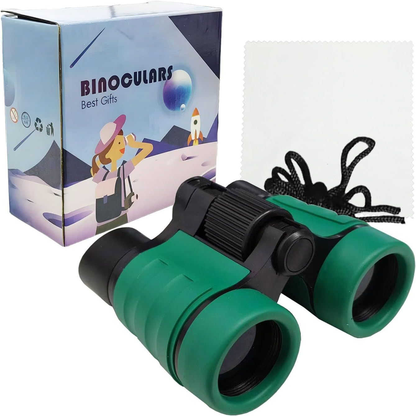 Kids Binoculars for Bird Watching, 4X30 Lightweight Adjustable Binocular for Children, Child Binoculars with Neck Strap, Shockproof Rubber Eyepieces - Boys & Girls (Pink)