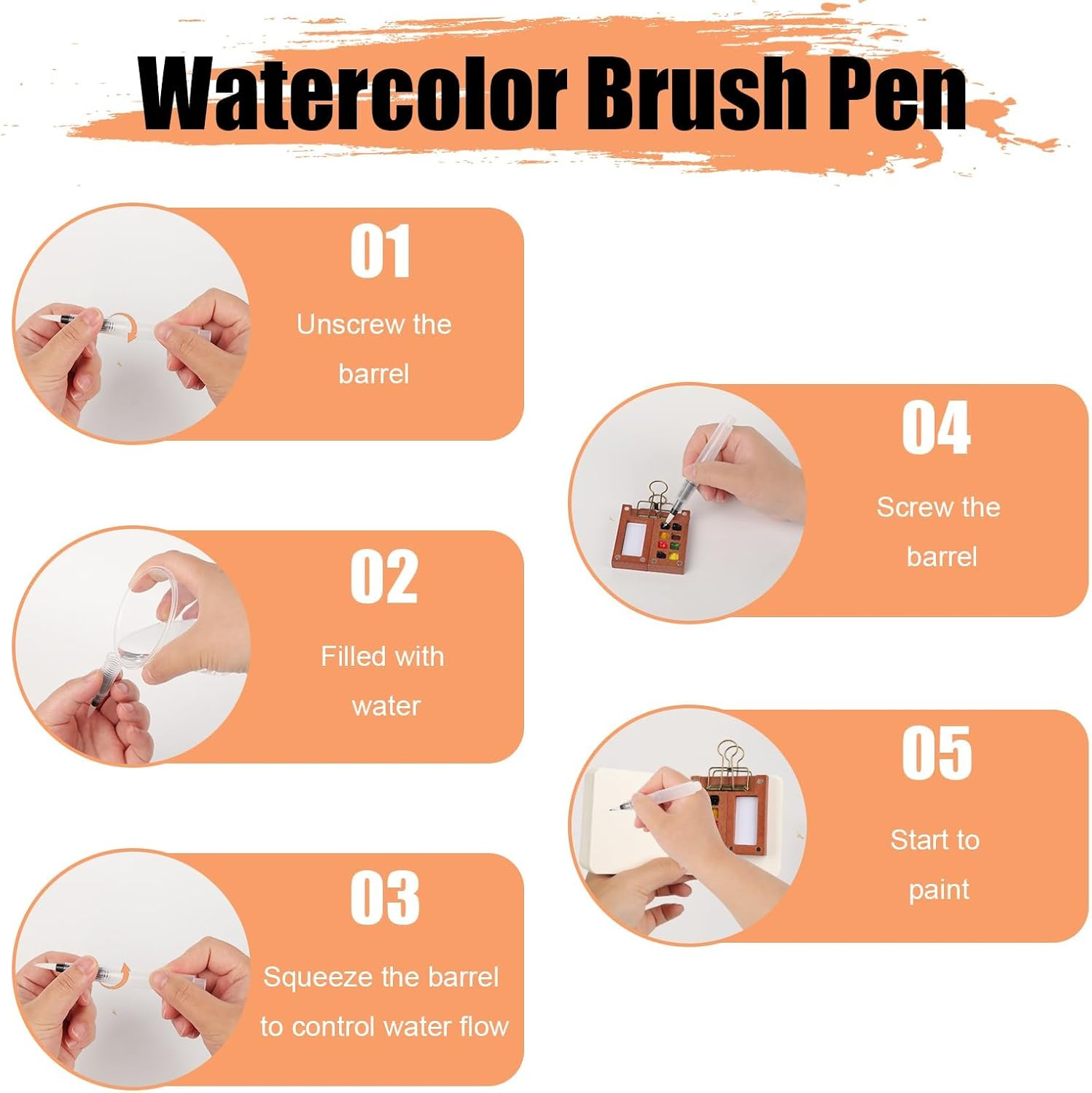 Eukyplace Mini Watercolour Kit &ndash; 24 Colors Mini Watercolour Travel Set with Wooden Gouache Paint Palette, Water Colour Paint Set with Brush & Paper &ndash; Portable Art Kit for Beginners & Artists image number 6