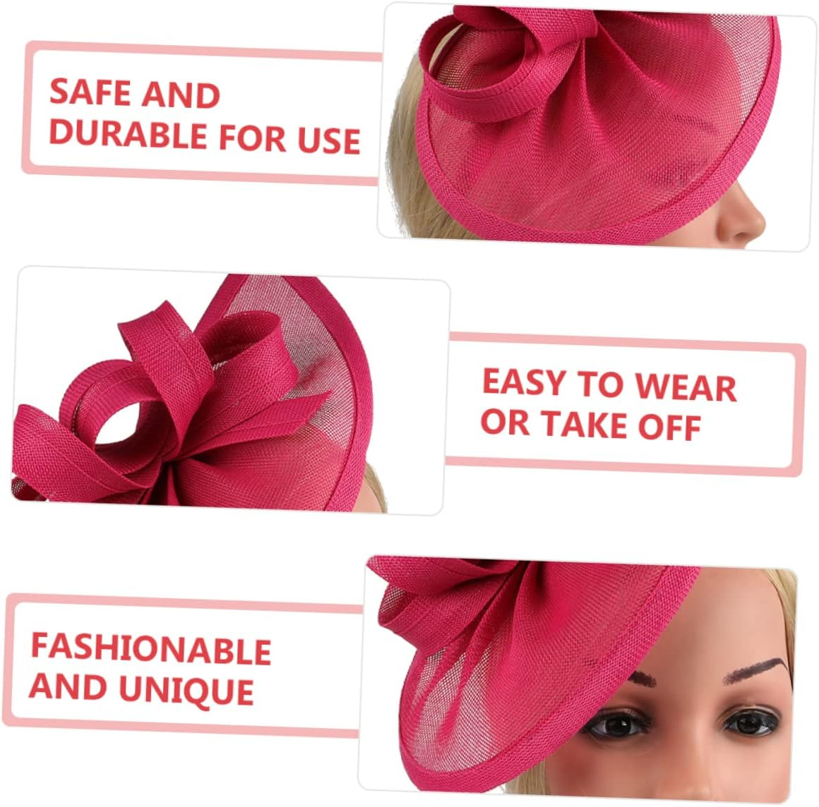 TOGEVAL Cocktail Party Hat Caps Wedding Hair Accessories for Women Hair Barrettes Floral Decorations Tea Hats for Women Wedding Decor Hair Accessories Small Hat Linen Black - As Shown image number 3