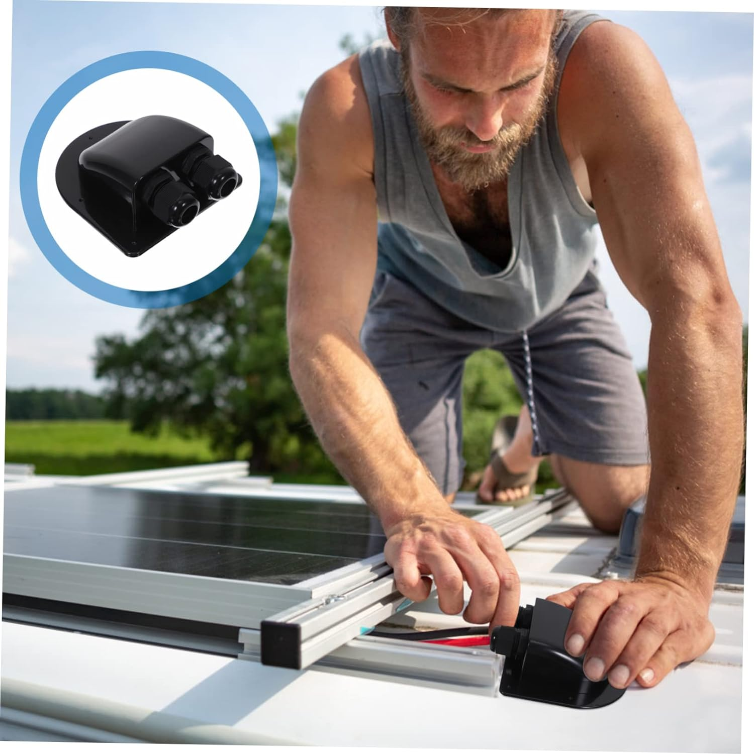 Photovoltaic Junction Box Abs Material Dual Cable Entry Solar Panel Wiring Cable Gland for Caravans Boats Rv Outdoor Use Protection image number 4