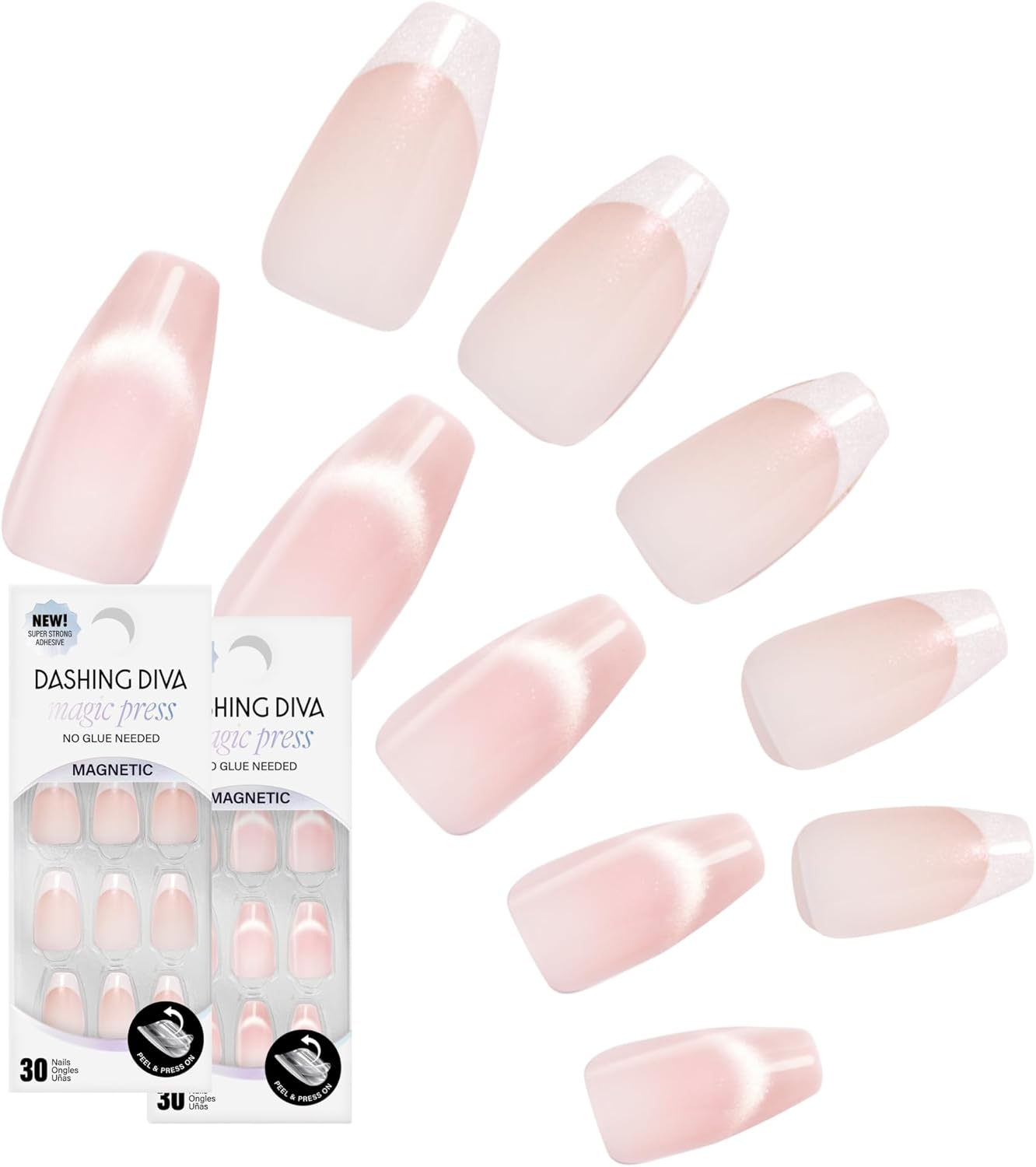 Dashing Diva Magic Press Premium Nail Bundle - Kept Simple Collection - Press on Nails - French Glaze Almond & Rosewater Glaze Almond - Long Lasting Gel - Lasts up to 7 Days - 2 Sets
