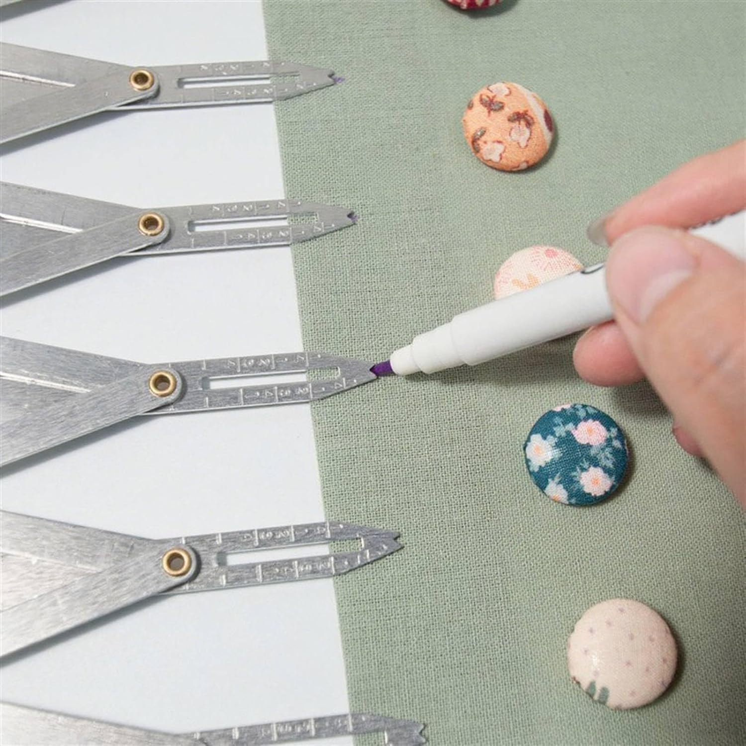 Aluminum Sewing Gauge, Expandable Sewing Ruler, Punching Equidistant Ruler, Multiple Equal Distance for Placing Buttons, Hooks, Skirt Pleats image number 3