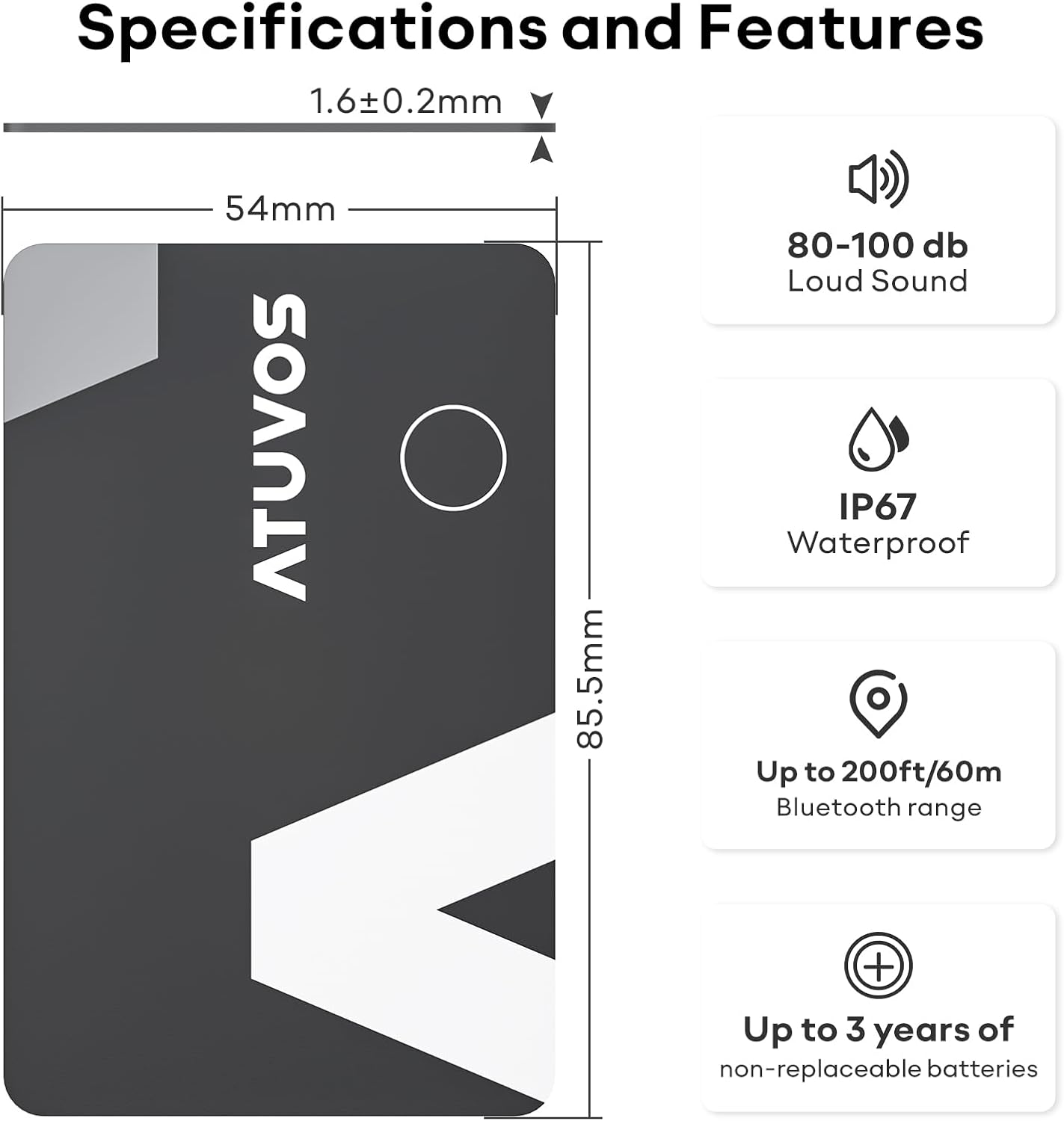 ATUVOS Tracker Air Card Wallet Thin 0.16Cm, Smart Bluetooth Locator Work with Apple Find My (Ios Only), Ltem Finder for Luggage Tag, Suitcase, Bags, Passport image number 1