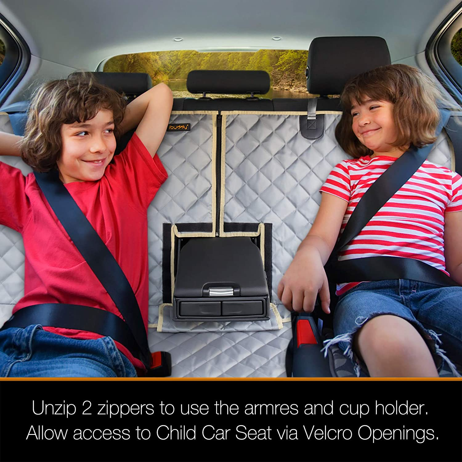 Ibuddy Bench Dog Car Seat Cover for Car/Suv/Small Truck, Waterproof Back Seat Cover Protector for Kids without Smell, Heavy Duty and Nonslip Pet Car Seat Cover for Dogs, Machine Washable image number 4