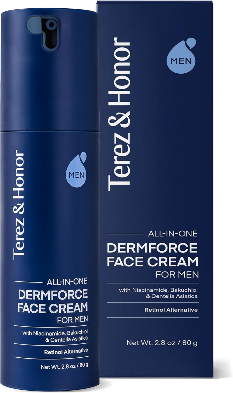 Terez & Honor 6-In-1 Face Cream for Men: Korean Dermforce Anti-Aging Moisturizer with Niacinamide, Bakuchiol & 5-CICA &ndash; Hydrates, Smooths & Helps Reduce Wrinkles, Dark Circles & Eye Bags &ndash; 2.8 Oz
