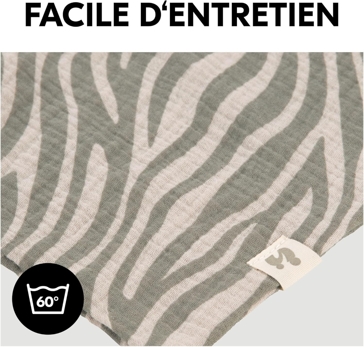 Hauck Cuddle N Play Baby Cuddle Blanket, Muslin Cotton Comforter Boy Girl, Cuddly Toy and Comforter Cuddly Toy Washable at 60&deg;C, 25 X 25 Cm (Zebra Sage) image number 5