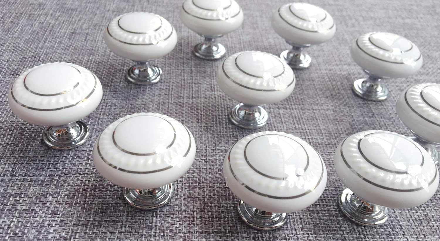 Ebeta 10 Pack Kitchen Cabinet Knobs Drawer Knobs Dresser Knobs, White Kitchen Cabinet Hardware Ceramics Pulls Door Knobs Handles (Golden)