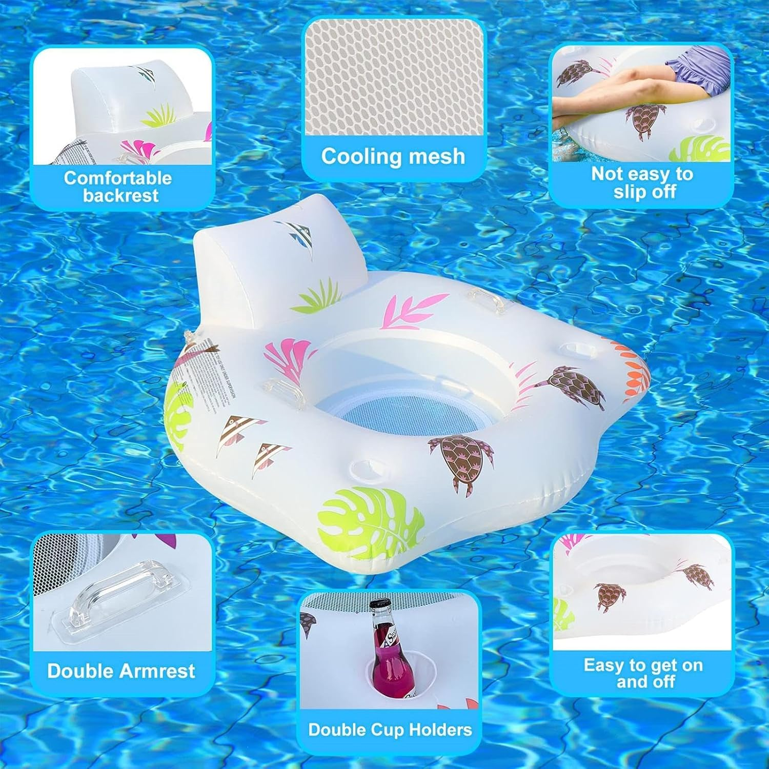 Pool Air Bed | Floating Pool Mattress | Inflatable Swimming Pool Lounger | Perfect for Individuals or Families Looking to Unwind and Soak up the Sun Warm Summer Days image number 2