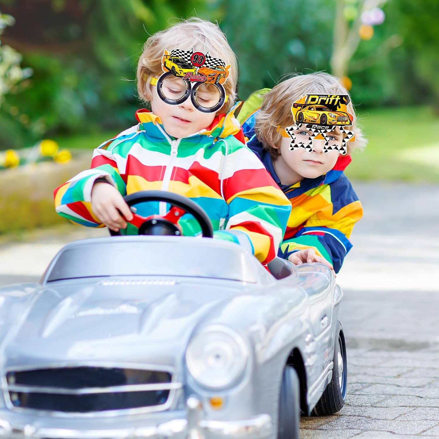 32 Pcs Race Car Party Decorations Racing Paper Glasses Frame Trunk Car Theme Eyeglasses Racing Car Photo Booth Props for Boys Race Car Birthday Party Baby Shower Favors Supplies
