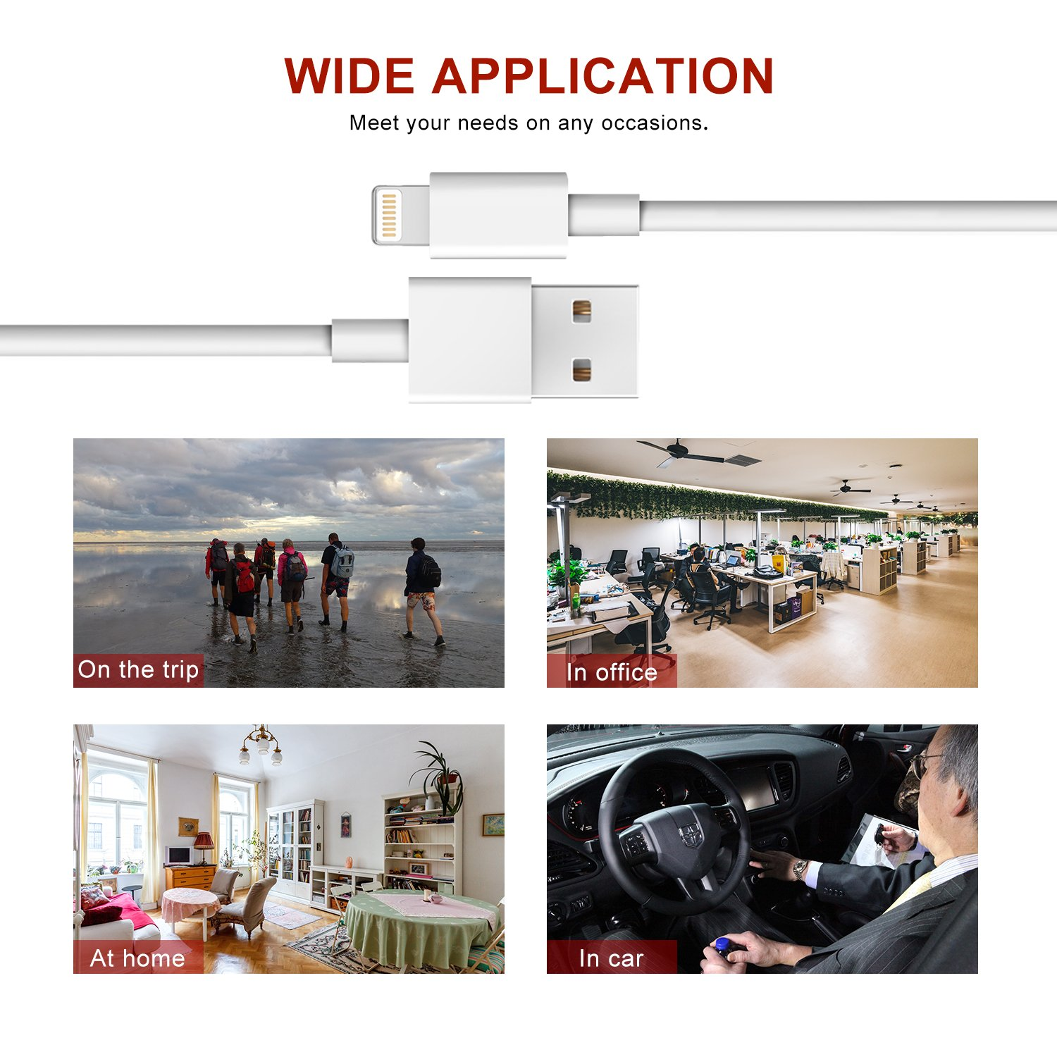 Sundix Iphone Charger Cord 3Pack 9FT/2.7M Long Lightning Cable to USB Charging Cord for Iphone 13 13Promax 13Mini 12 12Pro 11 11Pro 11Promax XR XS X 8 8 plus 7 SE Ipad Ipod image number 3