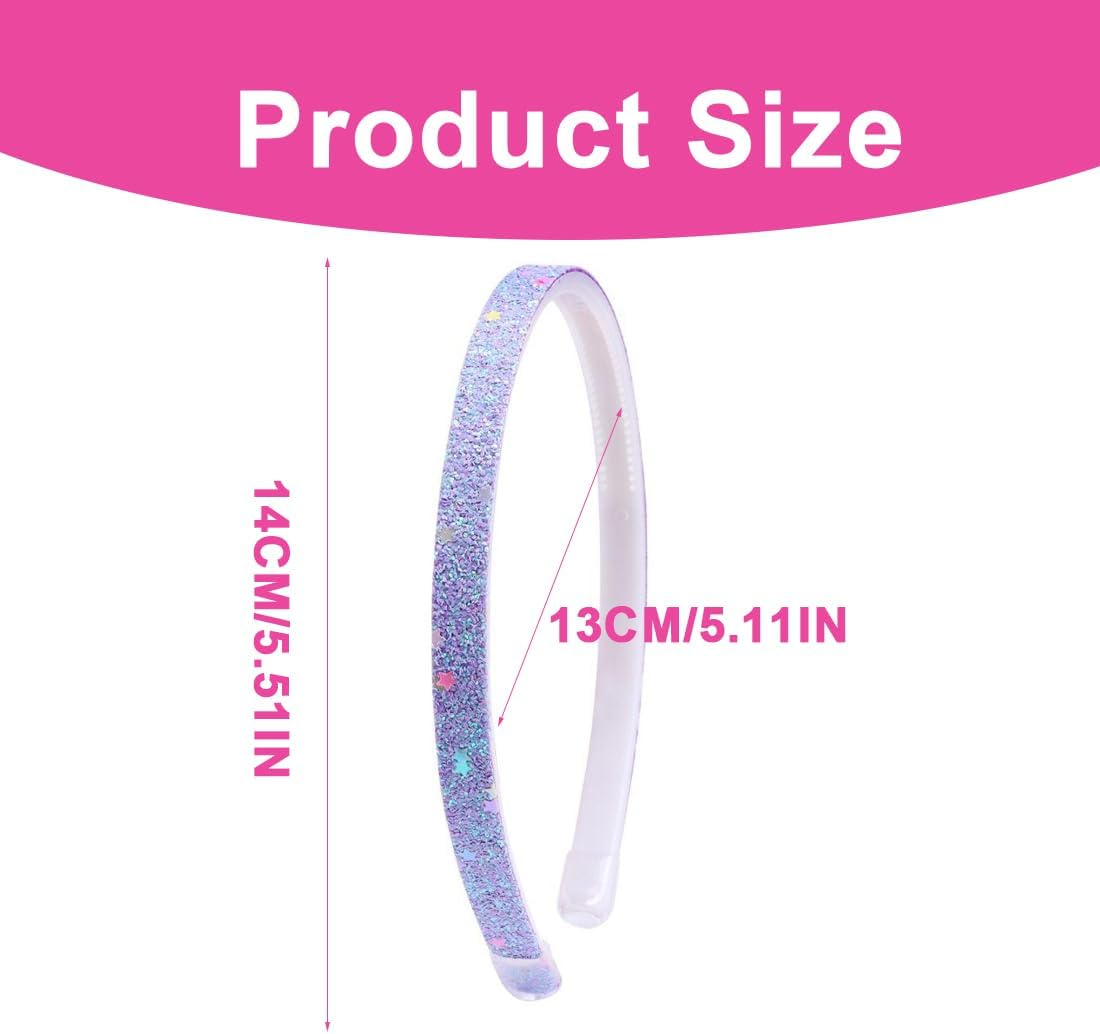 Pack of 4 Glitter Headbands, Colourful Hair Accessories, Headbands, Glitter Rainbow Hair Bands, Glitter Girls Headbands, Sequins Hair Accessories for Children Women image number 3