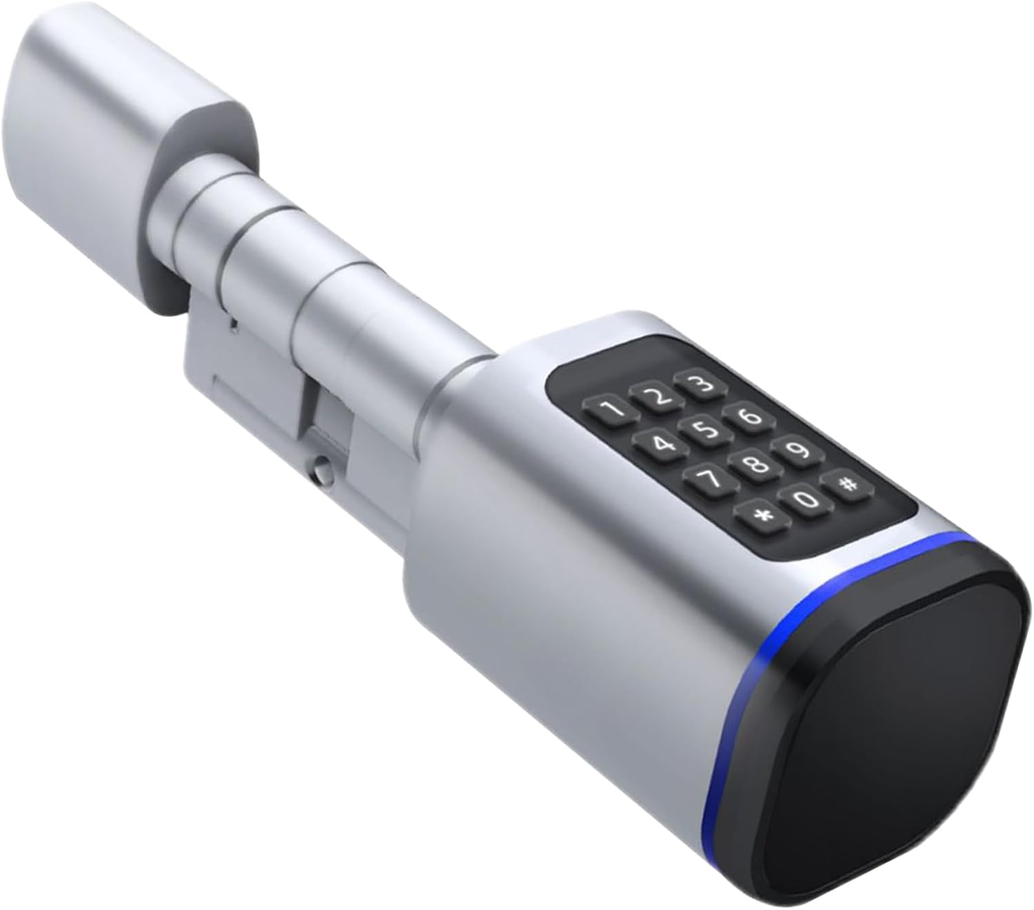 Smart Door Lock, Euro Door Smart Cylinder Lock, Electronic Locks Applicable to Wooden Iron Security Door (Silver)