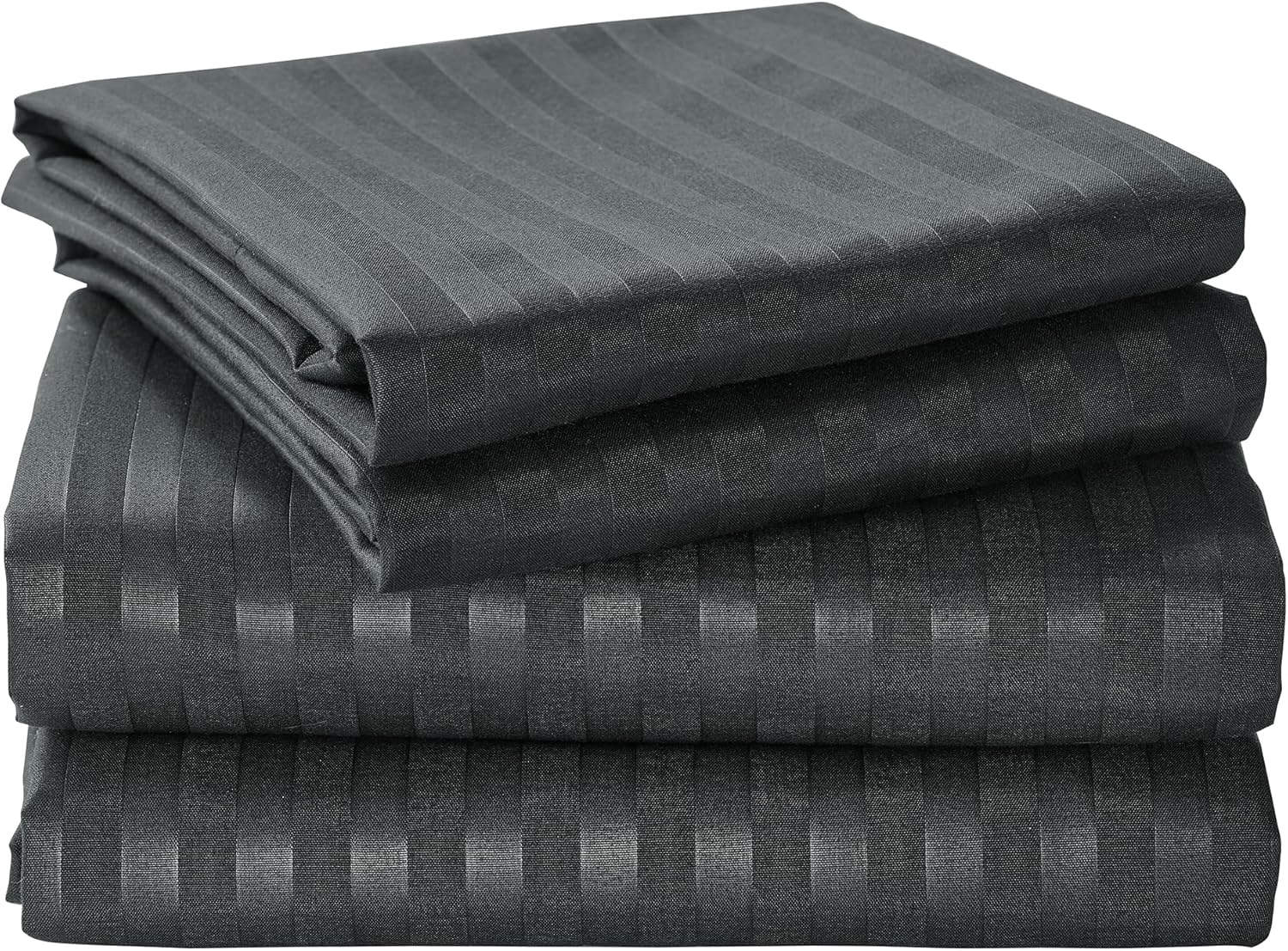 LINENOVA Luxury Stripe Bed Sheet Set King &ndash; 4 Piece Hotel-Quality 2000TC Ultra-Soft Microfibre &ndash; 40Cm Deep Fitted Sheet, Flat Sheet & Pillowcase &ndash; Deep Grey