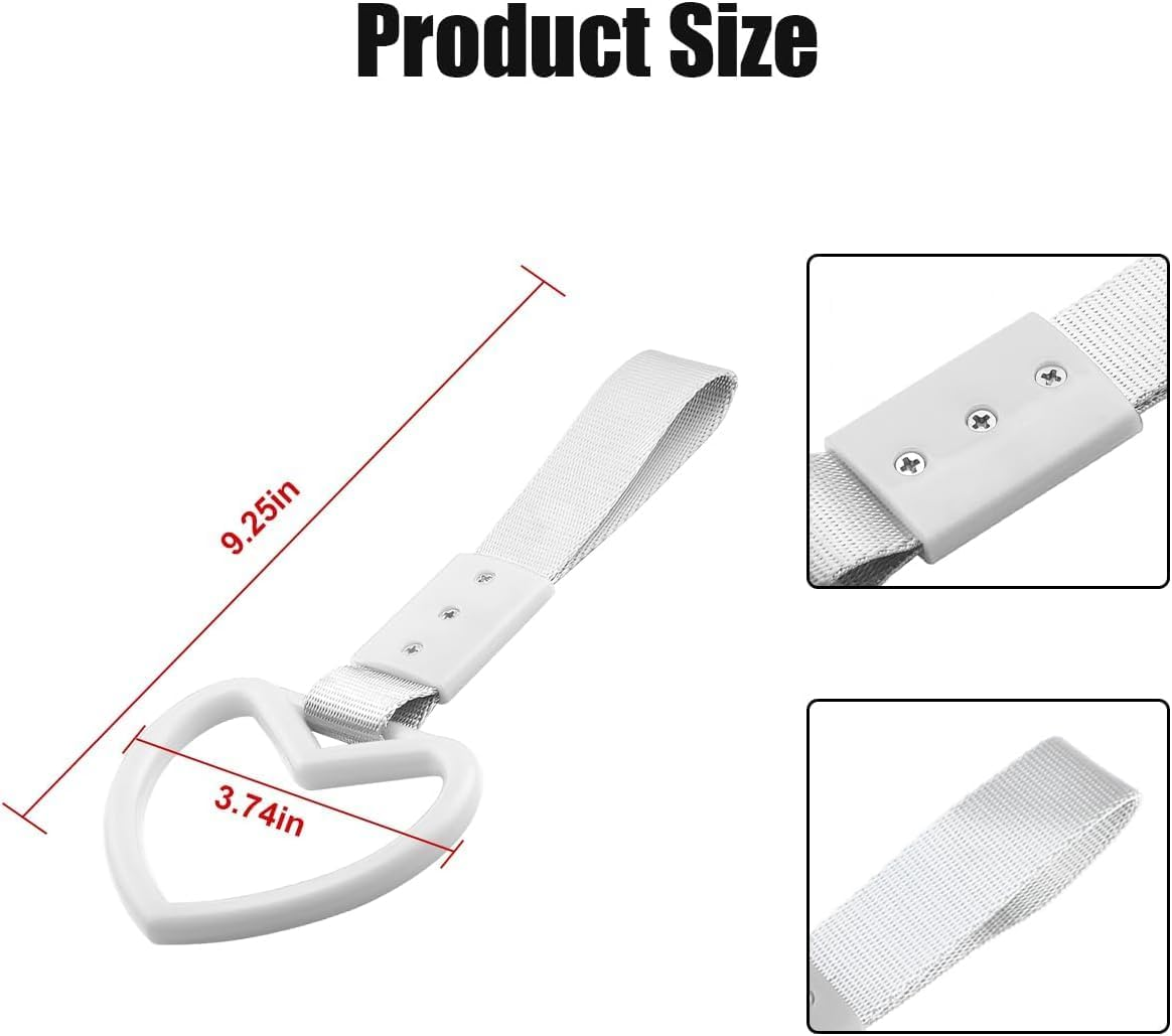 2PCS Rings Heart-Shaped Car Hand Strap, Rear Bumper Warning Loop Heart Handle for SUV, Subway, Bus, Auto Interior Exterior Warning Decoration image number 3