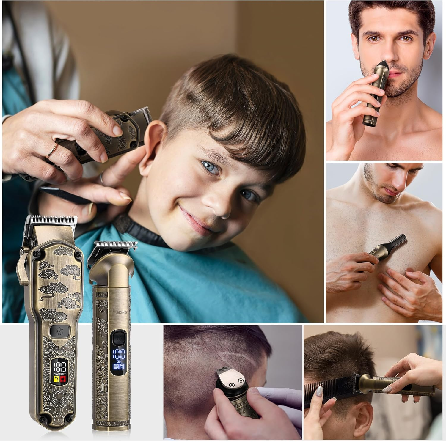 Hatteker Hair Trimmer for Men, Hair Trimmer, Beard Trimmer, Electric Shaver, Waterproof, Nose, Body, Hairdressing Trimmer, Clippers Kit image number 2