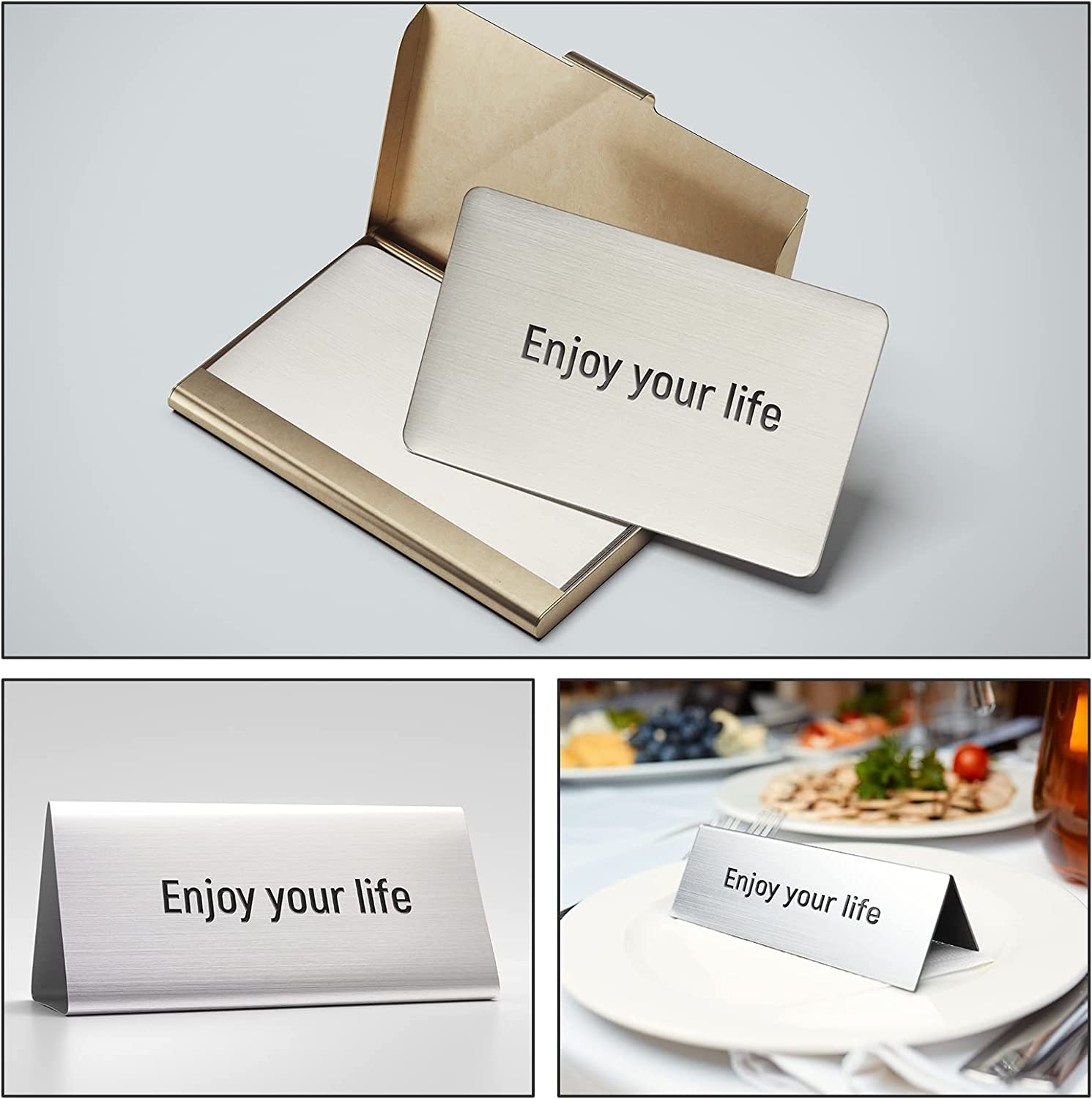12 Pieces 304 Stainless Steel Metal Business Cards Blank Steel Card Laser Engraving Stainless Cards for House Office Customer DIY Gift Plate Cards, 86 X 54 Mm (0.5 Mm) image number 2
