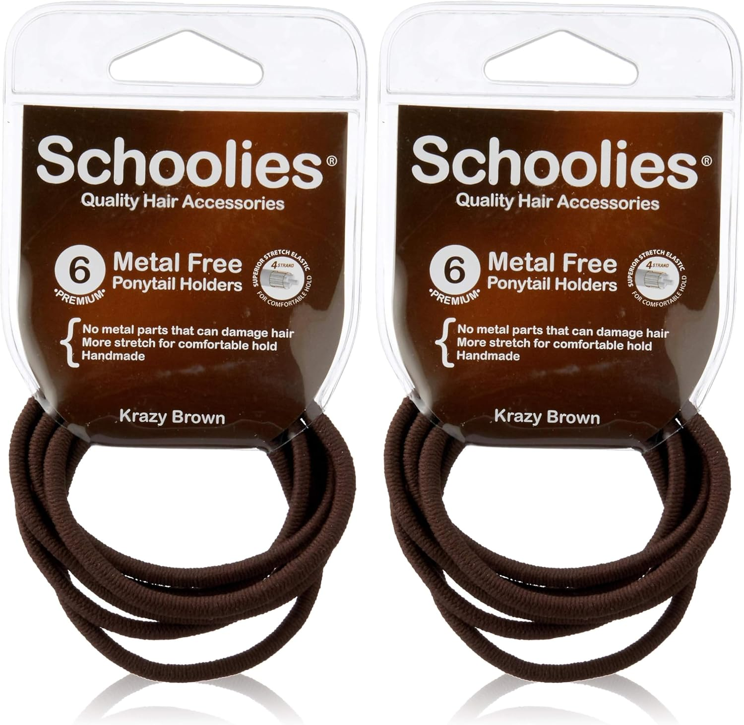 Schoolies Hair Accessories Metal Free Ponytail Holders 6 Pieces, Real Dark Blue (Pack of 2)