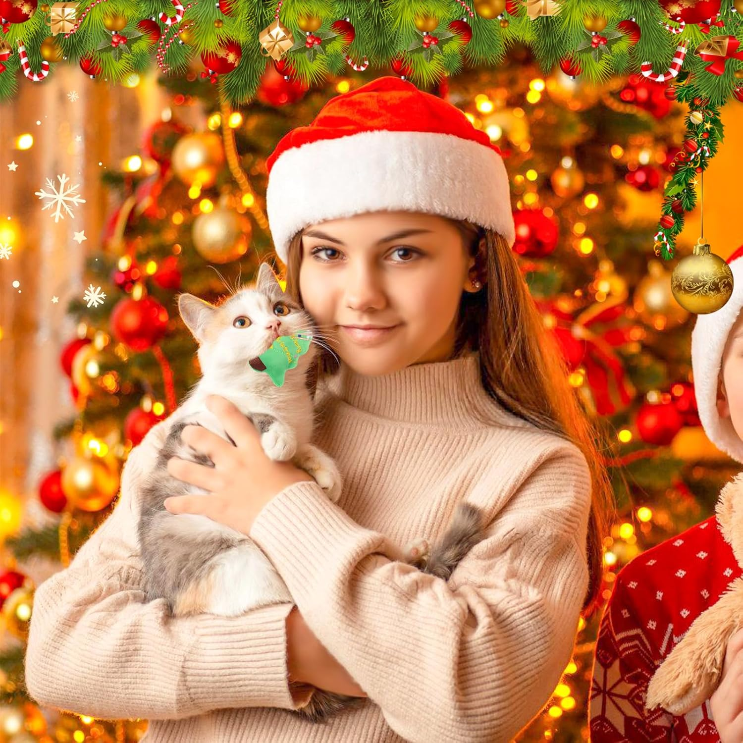 Cat Catnip Toys 3 Pieces Christmas Cat Nips Toys Santa Claus Pet Calming Toy Penguin Soft Penguin Chew Cat Toy Xmas Fluffy Interactive Kittens Toy for Cats Claw Playing Chewing Teeth Cleaning image number 1