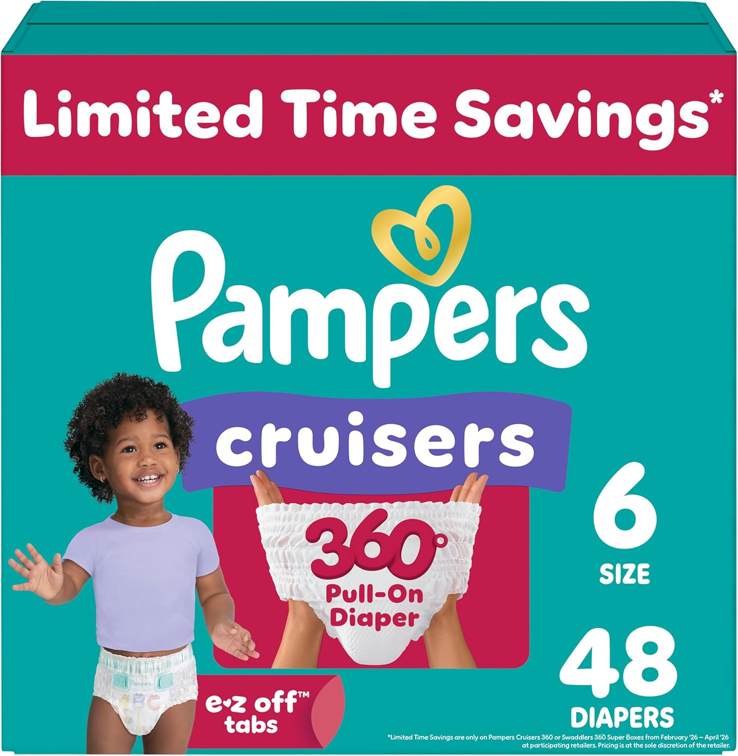 Pampers Diapers Size 6, 48 Count - Pull on Cruisers 360&deg; Fit Disposable Baby Diapers with Stretchy Waistband, Super Pack, Packaging & Prints May Vary image number 3
