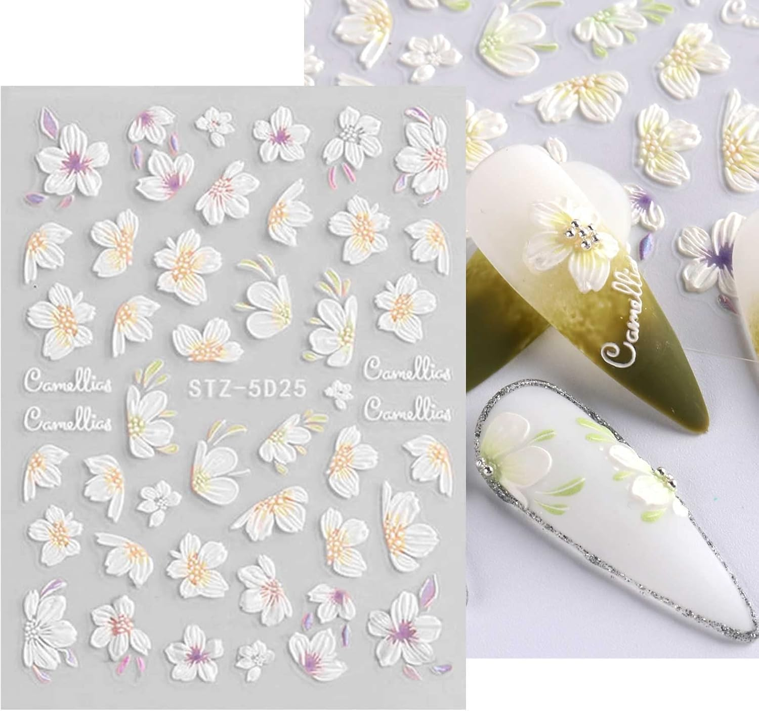 3D Embossed Flower Nail Art Stickers Decals Self-Adhesive Pegatinas U&ntilde;as 5D Floral Nail Supplies Nail Art Design Decoration Accessories 4 Sheets image number 5