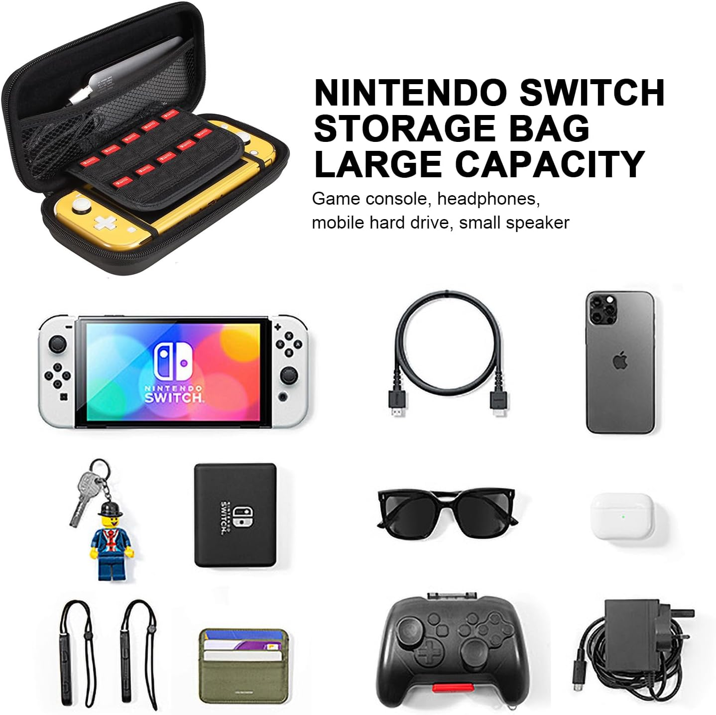 Carry Case for Switch OLED and for Nintendo Switch with 20 Game Cards Holder image number 3