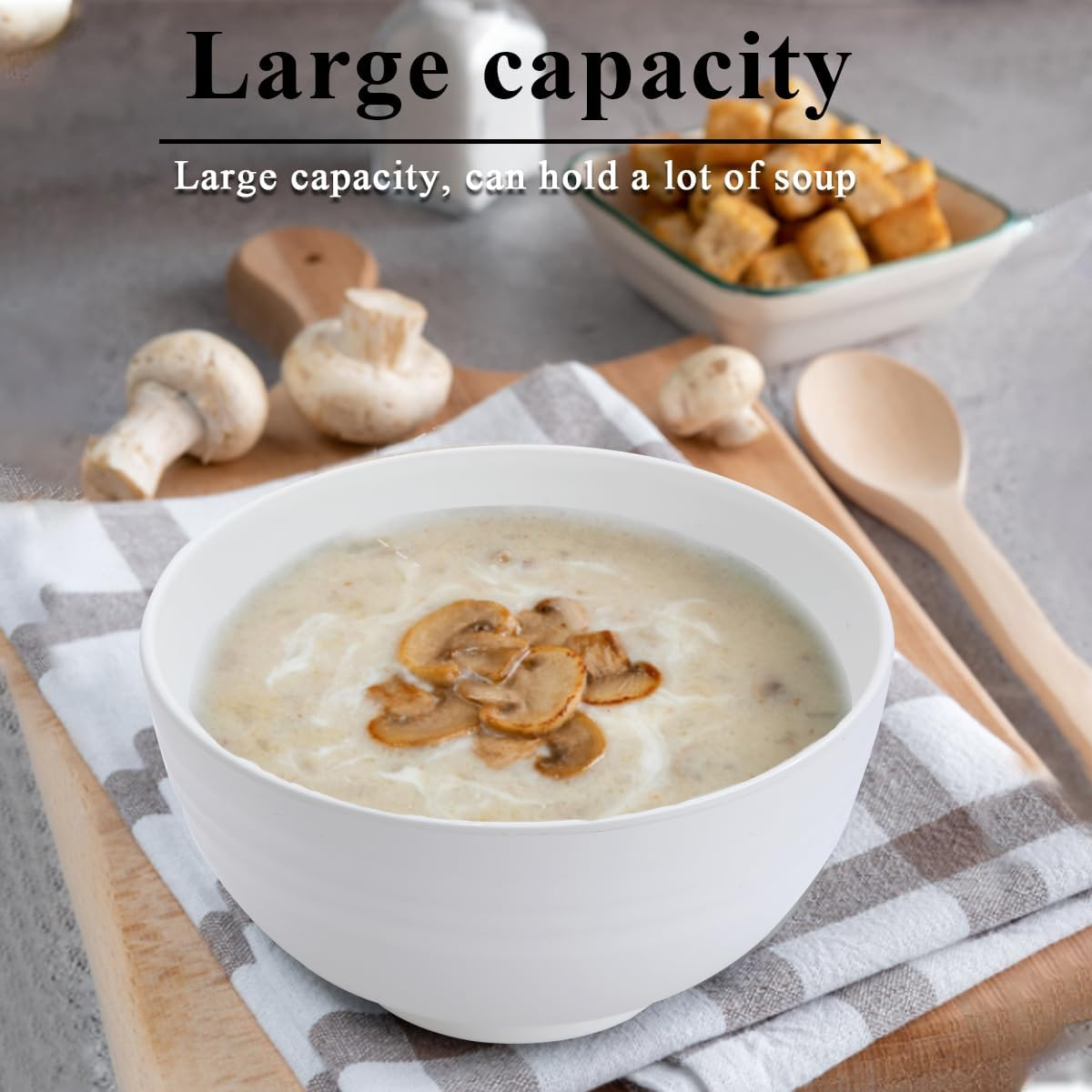 Berglander Plastic Bowls Set of 12 Pieces 25Oz, Mutil Color Reusable and Sturdy Ramen Bowl, Soup Bowls, Cereal Bowl for Adult, Kids, Home, Restaurant, Garden, Picnic, Camping, Poolside, Outdoor - 2. De Color image number 7