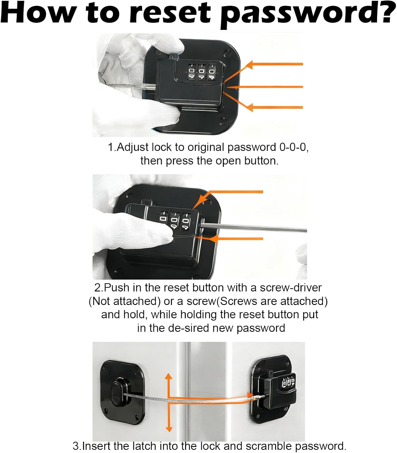 Fridge Lock & Drawer Lock, Heavy Duty Combination Lock for Refrigerator Cabinets, Drawers, Easy Install No Keys Needed (Black-1Pack) image number 2