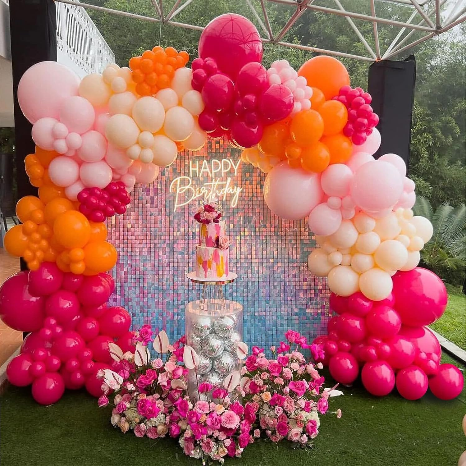 Lumjoy Matte Orange Latex Balloons 50Pcs 12 Inch 30Cm Decorative Helium Balloon with Strip and Sticker for Birthday Baby Shower Wedding Engagement Graduation Festival Party Decorations - Green image number 2