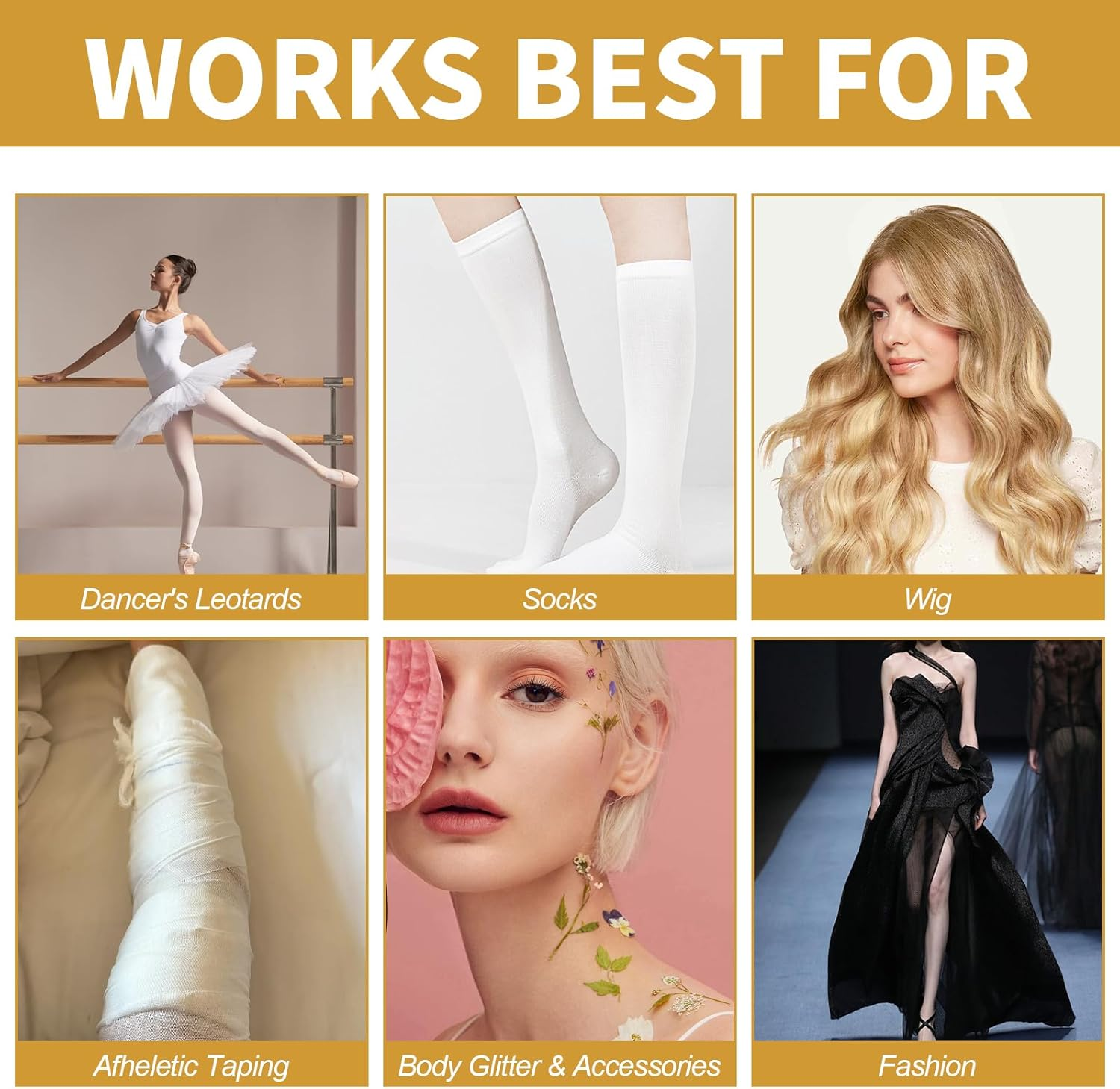 WINUSD Roll-On Body Adhesive for Skin & Clothing | Invisible Body Glue for Socks, Armsleeves, Stockings, Leotards, Bras, Wigs, Fashion & Dancewear - Sweat Resistant, Residue Free, Clear, 2Oz (1Pcs) image number 3