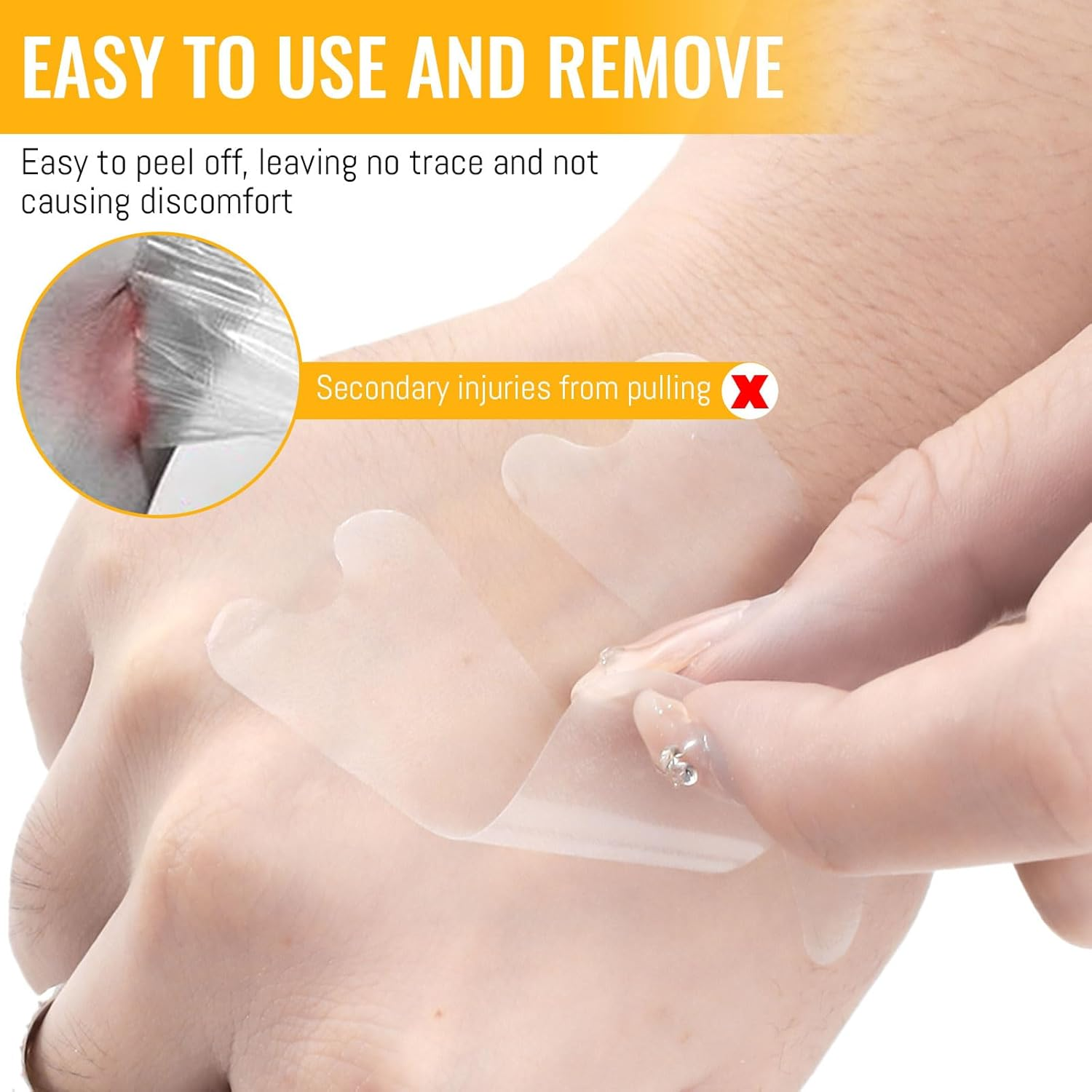 120 Pack Blister Bandages for Feet, Blister Prevention Pads for Heel Toe Finger, Waterproof Invisible Heel Protector Cushion Tape, Care Travel Essentials, Clear - 120 Pack - Clear image number 3