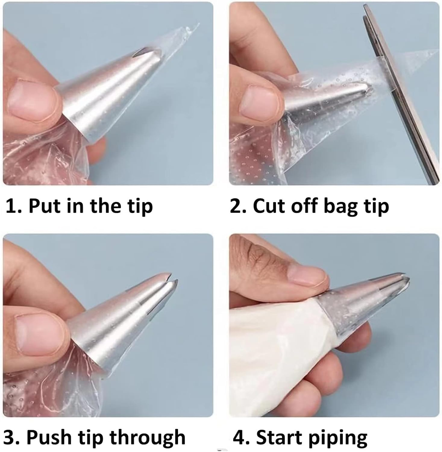 22 Inch Large Piping Bags, AMBESTAR 100 Pcs Big Tipless Clear Plastic Disposable Pastry Bags for Frosting Decorating Cake Cupcake Cookie, Pro Long Thick Pastry Bag Essential Baking Tools