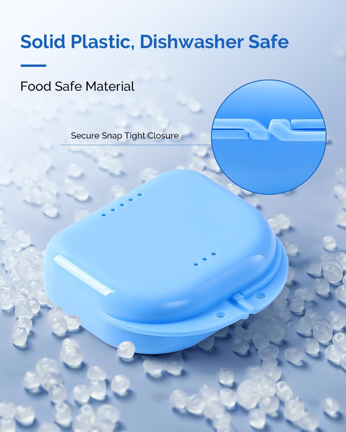 JMU Retainer Case with Vent Holes, Orthodontic Retainer Case Mouth Guard Case with Tight Snap Closure, Light Blue - Blue/Black/Purple/Pink image number 4