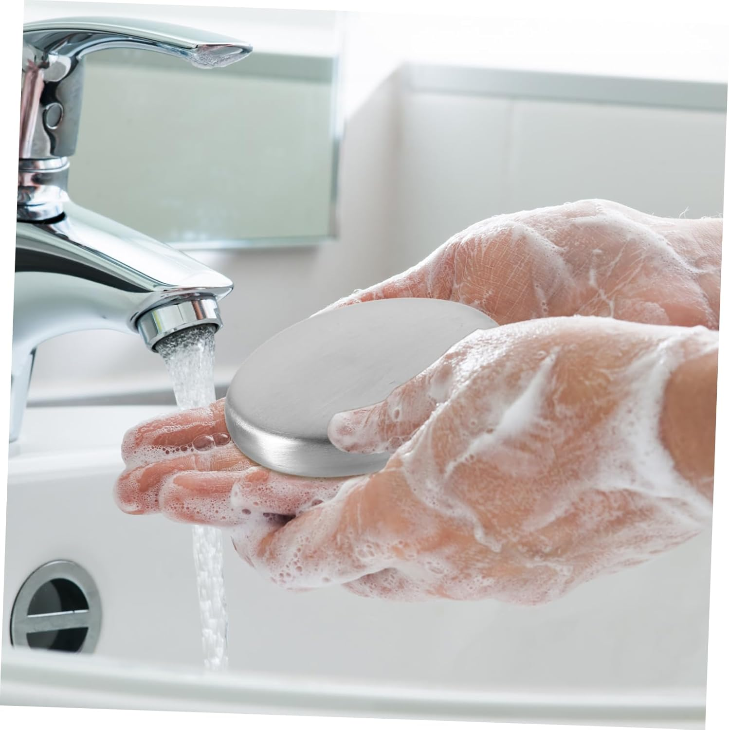 PRETYZOOM Stainless Steel Odor Absorber Soap Metal Soap for Hand Washing Odor Removal Easy to Clean Dishwasher Safe for Home Use Safe for All Skin Types image number 3