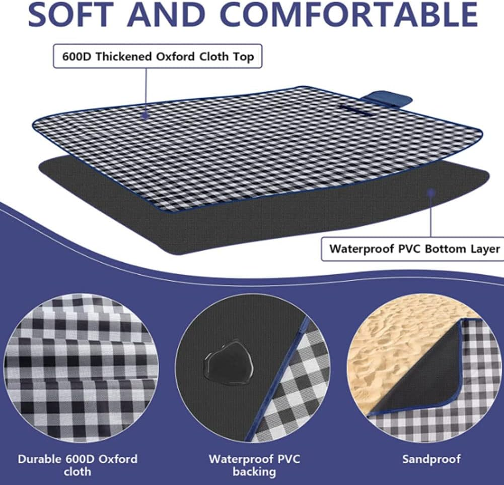 K Y KANGYUN Beach Blanket Outdoor Picnic Blanket Mat 80"X60" Extra Large Waterproof Sand Proof Camping Blanket Lightweight Folding Portable Travel Blanket for Family Park Beach image number 2