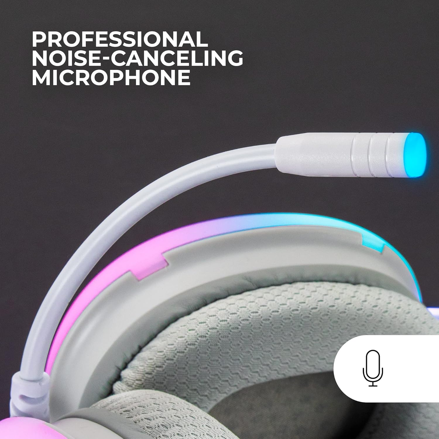 MARSGAMING Mars Gaming Mh-Glow White, 360&deg; Full Chroma RGB Flow Headphones, Microphone Noise Cancellation, Ultralight Design, Memporary Foam Ear Pads, Universal Compatibility image number 5
