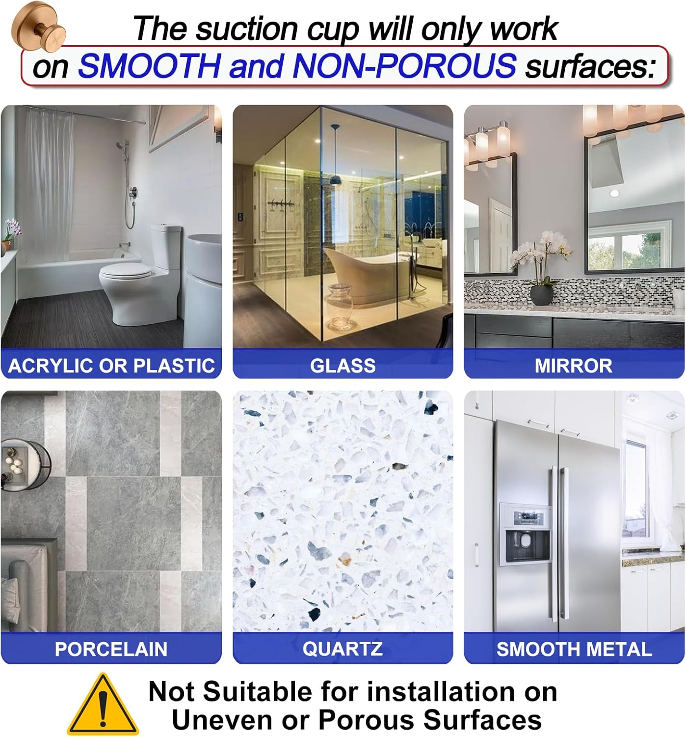 Suction Cup Hooks for Shower, Removable Towel Hooks for Bathroom Window Glass Door Wall, Bath Robe Looafh Wreath Hook for Hanging - 2 Pack, Champagne Bronze image number 6