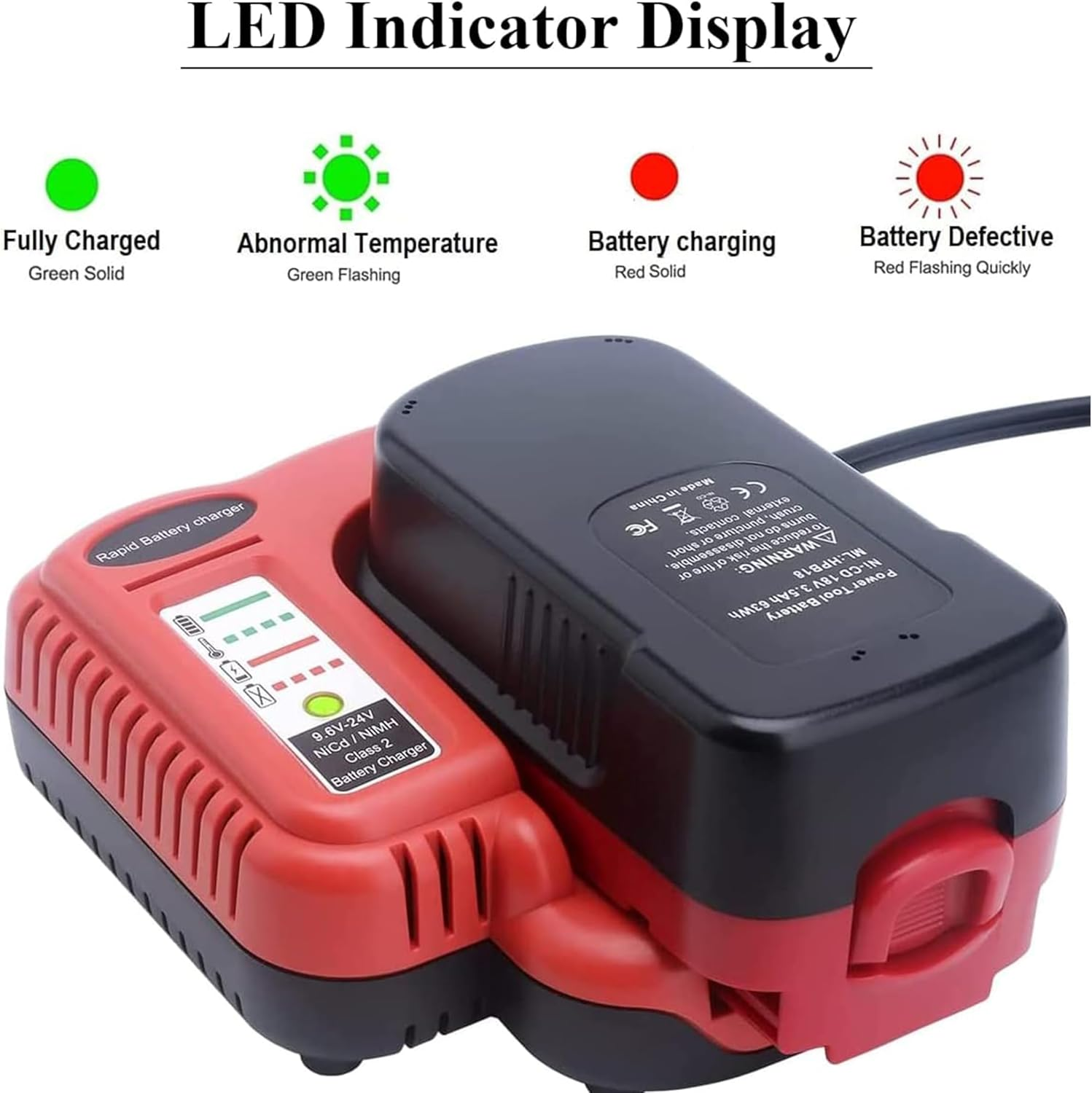 BDCCN24 Multi-Volt Battery Charger,Compatible with Black and Decker 18V 14.4V 12V 9.6V 24V Nicd Nimh Battery HPB18 HPB18-OPE HPB14 HPB12 HPB96 Hpb24,Ni-Mh-Ni-Cd Fast Charger