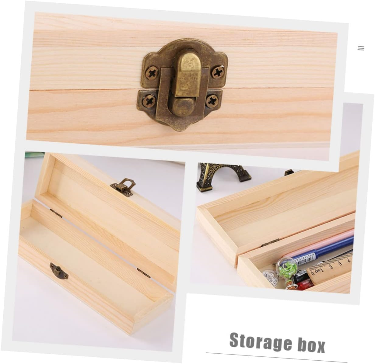 TEHAUX Wooden Pen Storage Box 2Pcs, Blank Pencil Box for Students, Large 21X7X3.8Cm Solid Wood Organizer Suitable for School and Office Desk Accessories image number 6