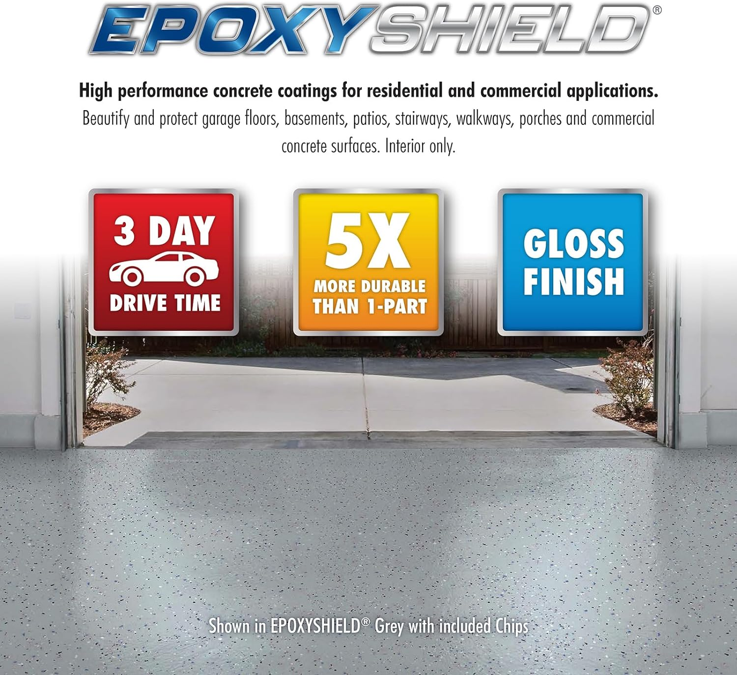 Rust-Oleum Epoxyshield Garage Floor Kit Grey 3.55L - Water-Based Epoxy, for Garage & Concrete Floors, Drive-On in 3 Days, with Showroom-Quality Gloss Finish, Resistant to Gasoline, Oil, and Wear image number 3