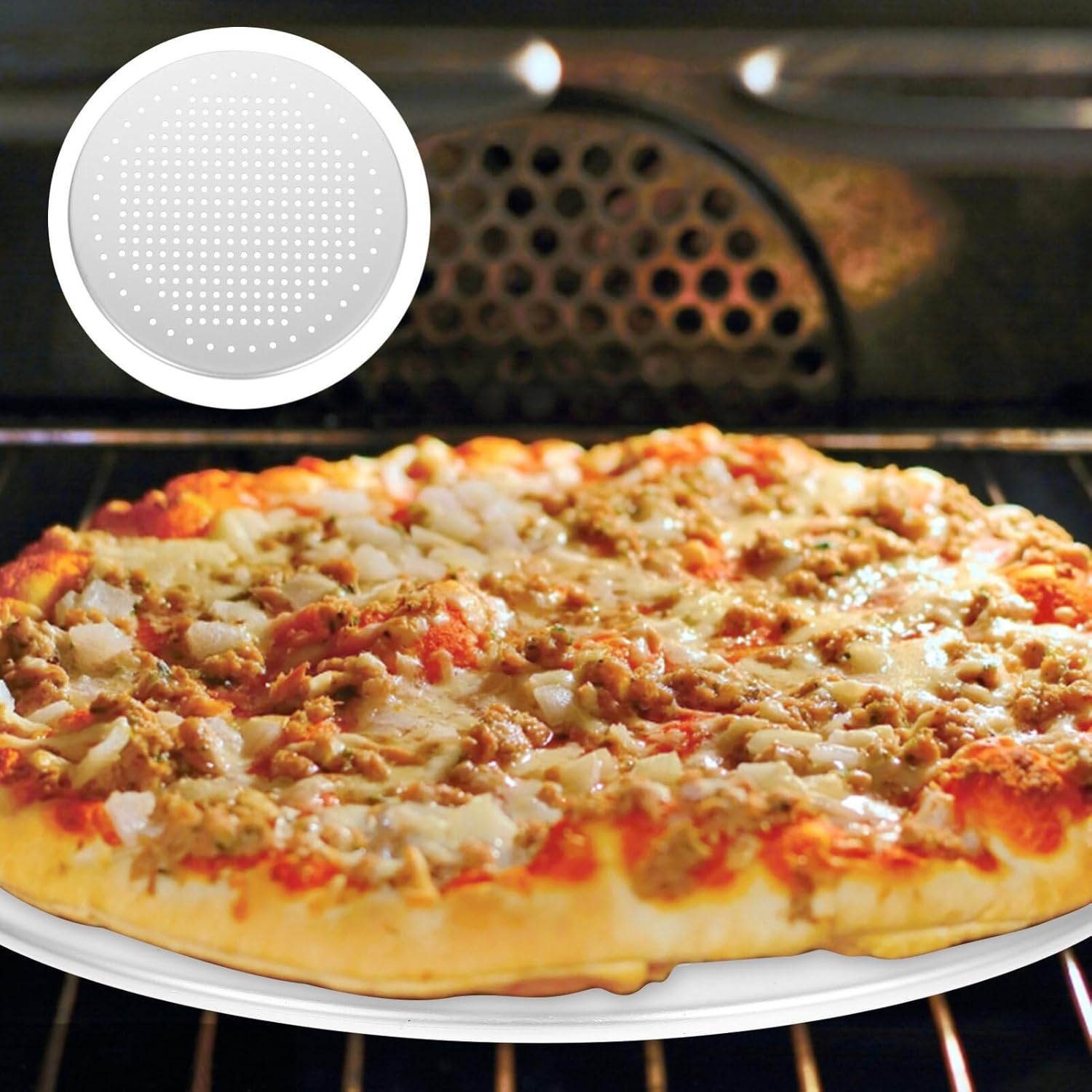 PRETYZOOM Pizza Pan for Oven 22Cm Nonstick round Pizza Baking Sheet Aluminum Pizza Pan with Holes Nonstick Bakeware for Home Baking Kitchen Oven Restaurant image number 6