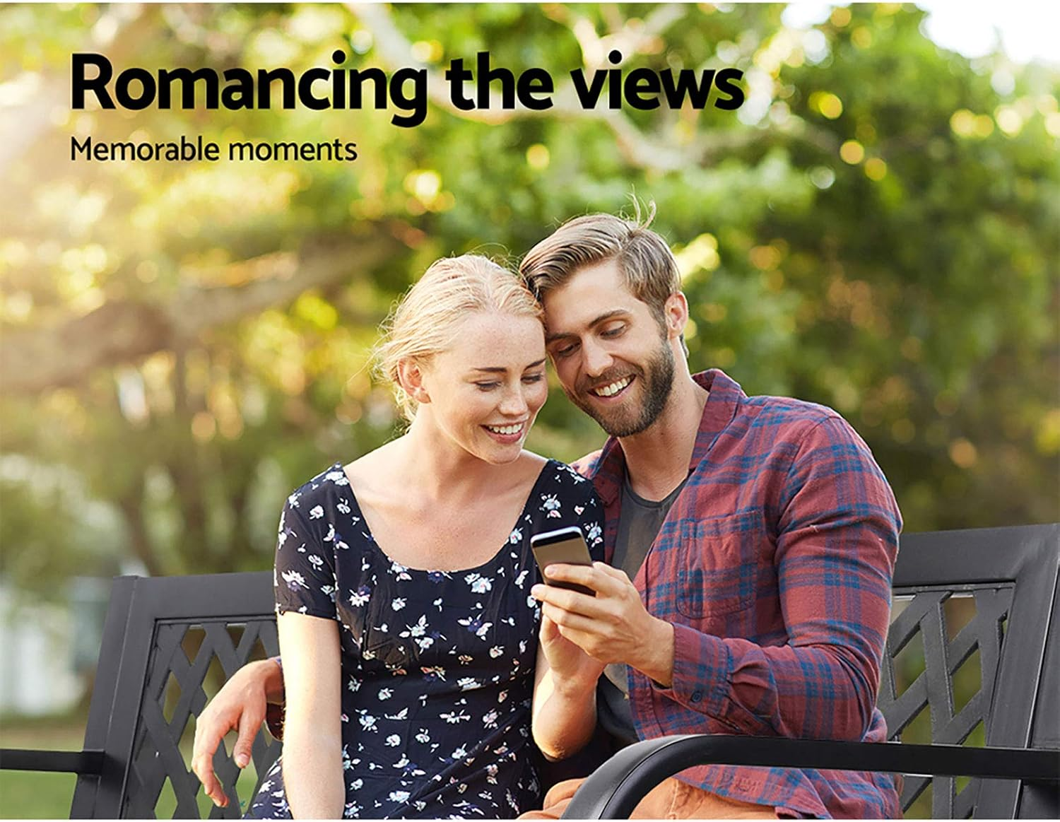 Gardeon Outdoor Garden Bench Seat, 119Cm Length Cast Iron Benches Relax Lounge Chair Dining Chairs Lounger Park Patio Porch Backyard Terrace Balcony Kids Furniture, 2 Seater Water-Repellent Black image number 5