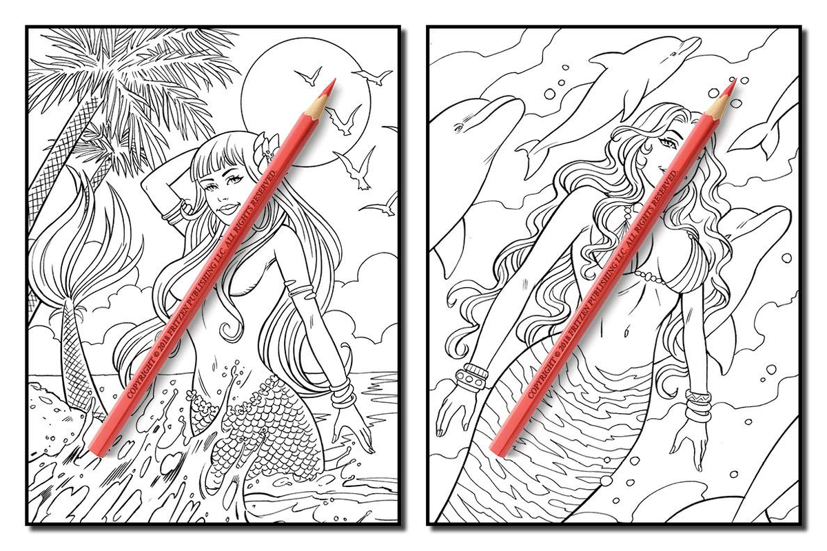 Mermaids: an Adult Coloring Book with Beautiful Fantasy Women, Underwater Ocean Realms, Fun Sea Animals and Relaxing Tropical Beaches image number 5