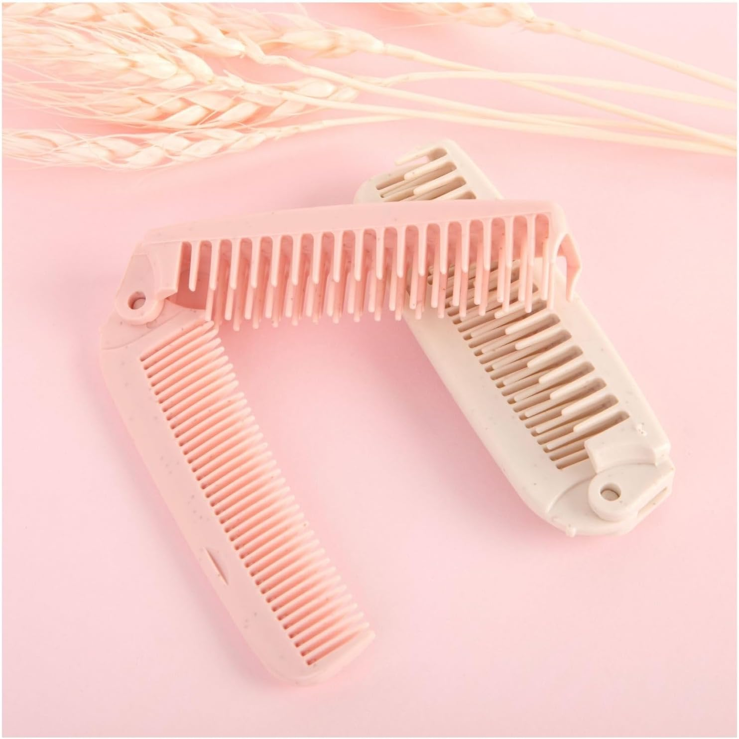 Foldable Hair Brush and Comb - Plastic-Free 100% Biodegradable Wheat Straw (White)