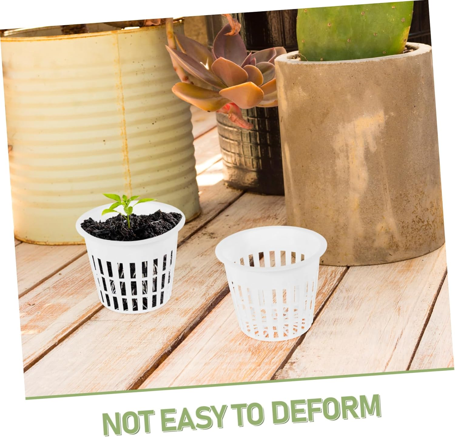 Parliky 10Pcs White Plastic Hydroponic Net Planter Pots Mesh Nursery Baskets for Orchids and Aquatic Plants Root Control Indoor Gardening Grow Supplies image number 1