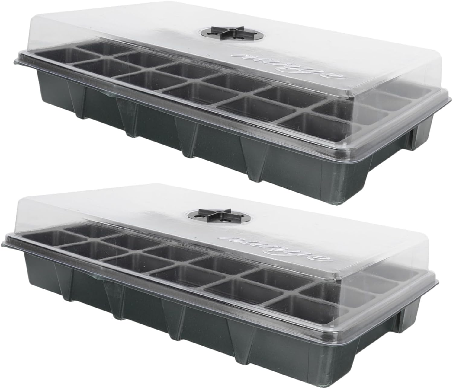 2Pcs Black Plastic Nursery Tray with 24 Holes and Ventilated Lid, Seedling Germination Container for Garden Planting and Hydroponic Seed Starting