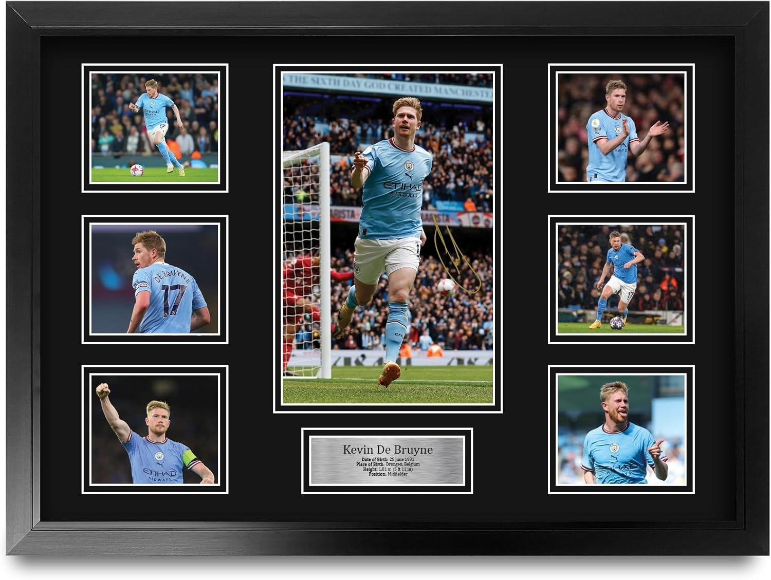 HWC Trading Kevin De Bruyne Manchester City Printed Memorabilia Signed Autograph Photograph Display for Football Fans and Supporters - A2 Framed