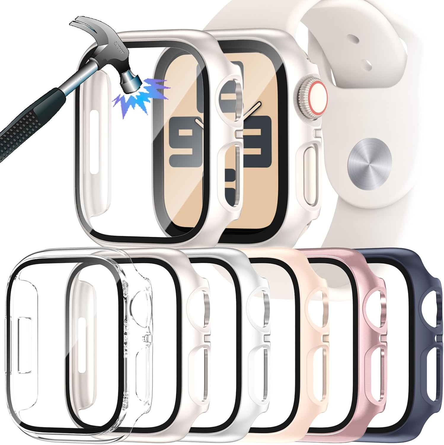6 Packs Case for 40Mm Apple Watch SE 3/SE 2/Se/Series 6/5/4 with Tempered Glass Screen Protector,Protective Bumper and Slim Face Cover for Iwatch Se3/Se2/Se/Series6/5/4 40 Mm