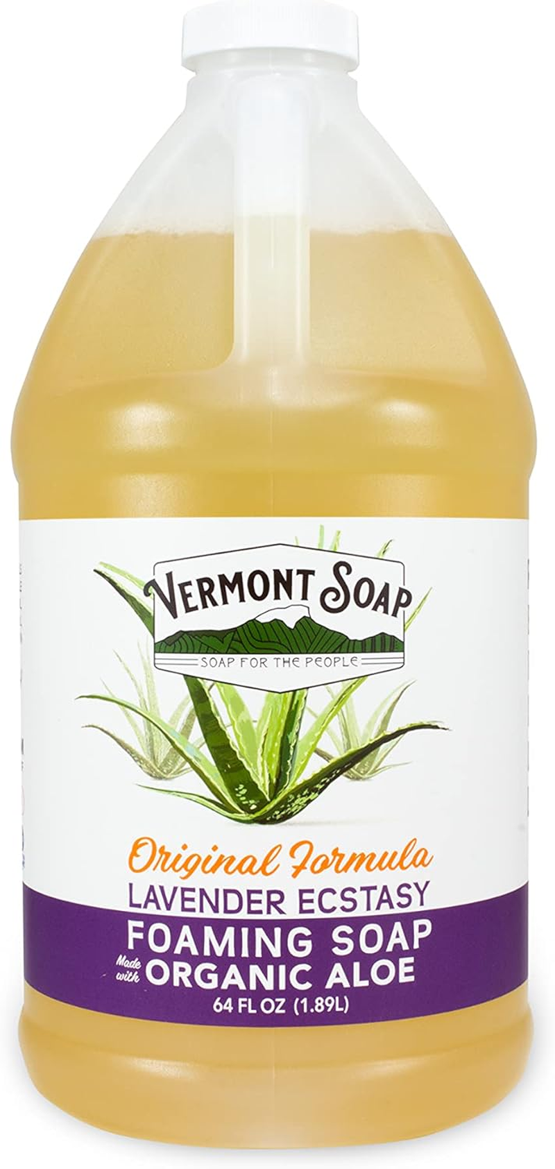 Vermont Soap Organic Lavender Foaming Hand Soap - Natural Moisturizing Soap for Dry Skin - Fragrance Free Liquid Bathroom Hand Soap Dispenser - Lavender- 64 Oz image number 1